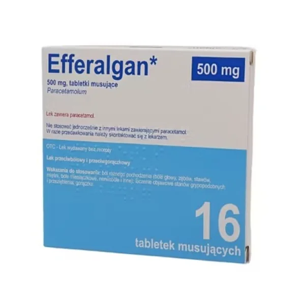 Efferalgan 500 mg, 16 tabletek musujących (import równoległy)