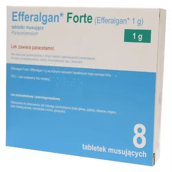 Efferalgan Forte, 1000 mg, 8 tabletek musujących