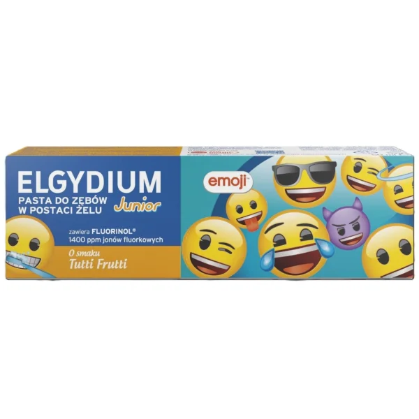 Elgydium Junior Emoji, pasta do zębów w postaci żelu dla dzieci, Tutti-frutti, 7-12 lat, 50 ml