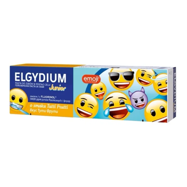 Elgydium Junior Emoji, pasta do zębów w postaci żelu dla dzieci, Tutti-frutti, 7-12 lat, 50 ml