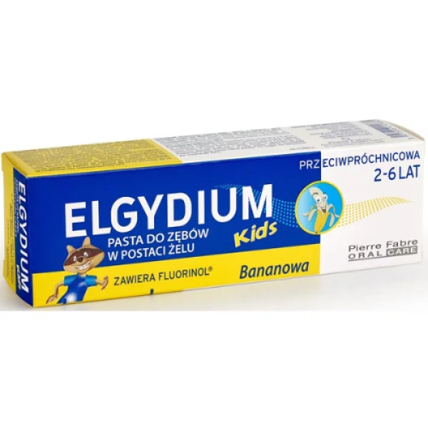 Elgydium Kids, pasta do zębów dla dzieci, 2-6 lat, smak bananowy, 50 ml