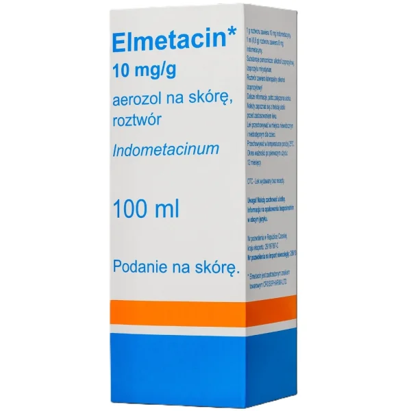 Elmetacin 10 mg/ g, aerozol do stosowania zewnętrznego na skórę, roztwór, 100 ml (import równoległy)