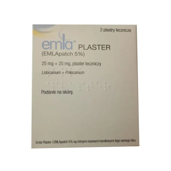 Emla plaster 25 mg + 25 mg, 2 sztuki (import równoległy Inpharm)