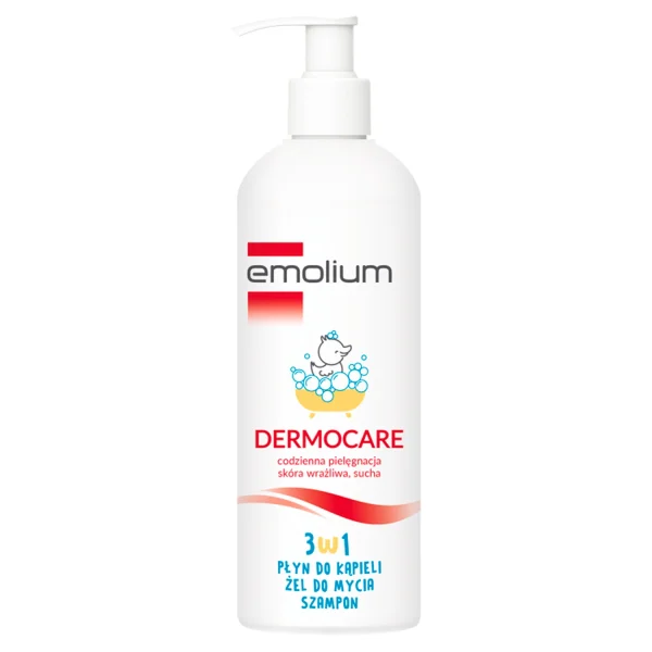Emolium Dermocare 3w1, płyn do kąpieli, żel do mycia, szampon po 1 miesiącu życia, 400 ml