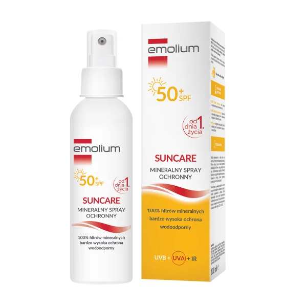 Emolium Suncare, mineralny spray ochronny dla dzieci od 1 dnia życia i dorosłych, SPF 50+, 100 ml