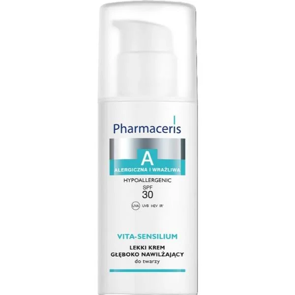 Pharmaceris A Vita-Sensilium, lekki krem głęboko nawilżający do twarzy, skóra alergiczna i wrażliwa SPF30, 50 ml