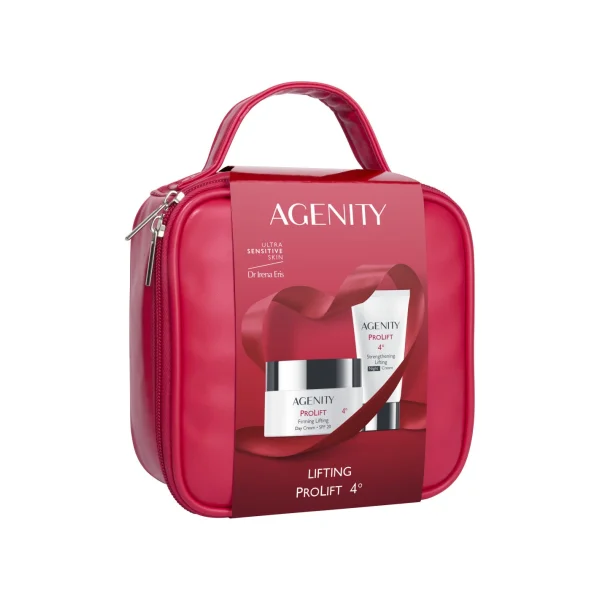 Zestaw Agenity Prolift 4° Lifting, ujędrniający krem na dzień SPF 20, 50 ml + wzmacniający krem na noc, 25 ml + kosmetyczka