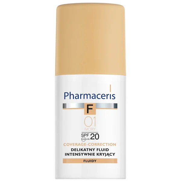 Pharmaceris F Coverage-Correction, delikatny fluid intensywnie kryjący, 01 Ivory, SPF 20, 30 ml