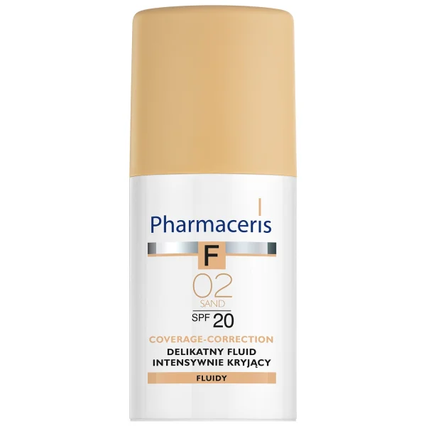 Pharmaceris F Coverage-Correction, delikatny fluid intensywnie kryjący, 02 Sand, SPF 20, 30 ml