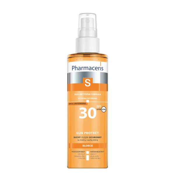 Pharmaceris S Sun Protect, suchy olejek ochronny do ciała, na mokrą i suchą skórę, SPF 30, 200 ml