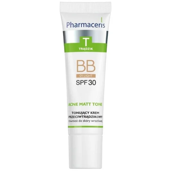 Pharmaceris T Acne Matt Tone BB, tonujący krem przeciwtrądzikowy, 01 light, SPF 30, 30 ml
