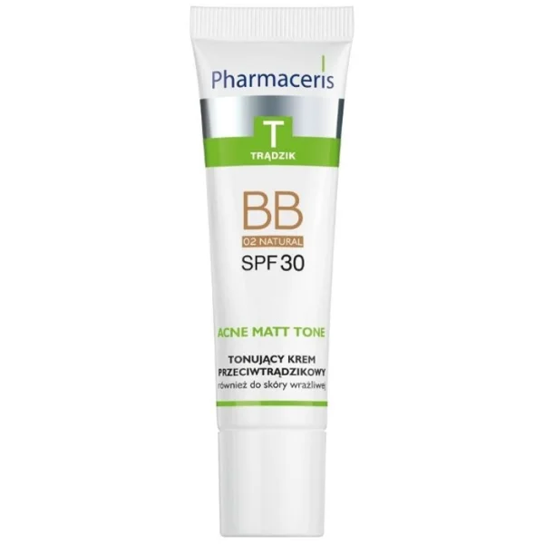 Pharmaceris T Acne Matt Tone BB, tonujący krem przeciwtrądzikowy, 02 natural, SPF 30, 30 ml