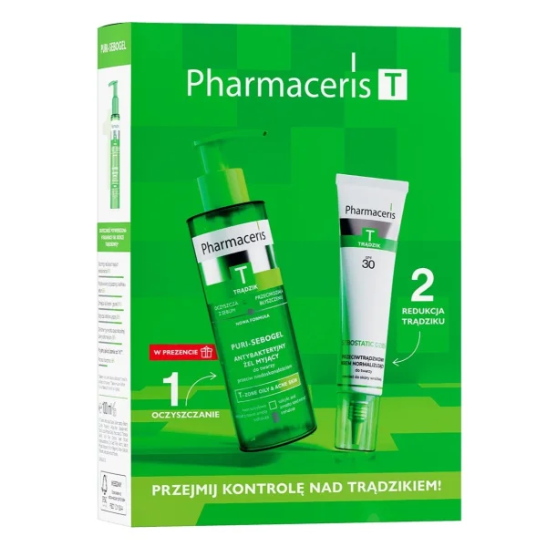  Pharmaceris T,  żel antybakteryjny, 100 ml + krem normalizujący, SPF30, 40 ml