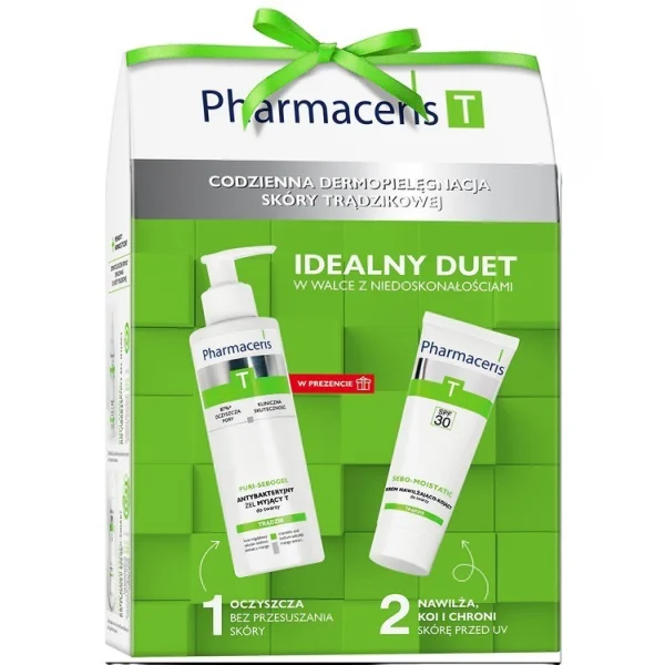 Zestaw Pharmaceris T, krem nawilżająco-kojący, 50 ml + antybakteryjny żel myjący, 80 ml