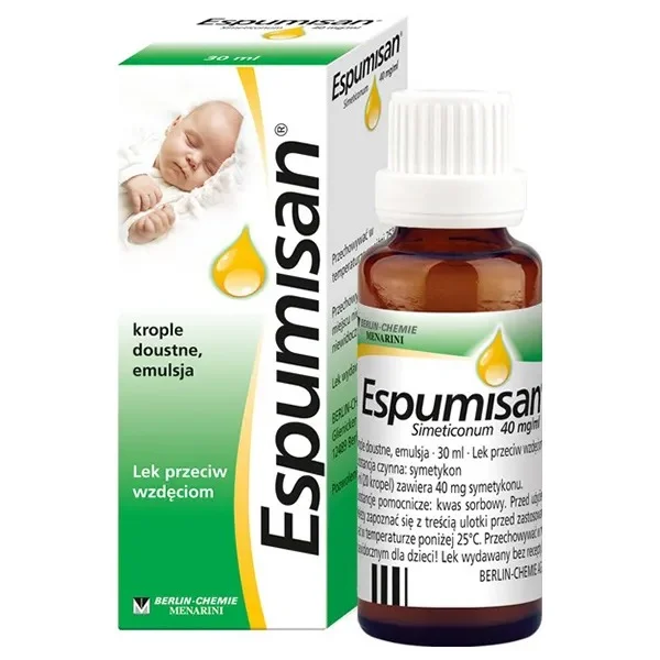 Espumisan 40 mg/ml, krople doustne, emulsja dla dzieci po 1 miesiącu, 30 ml