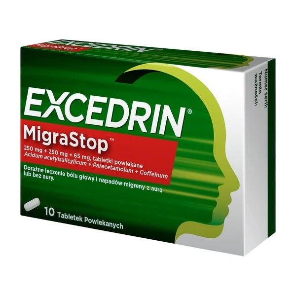 Excedrin Migra Stop 250 mg + 250 mg + 65 mg, 10 tabletek powlekanych