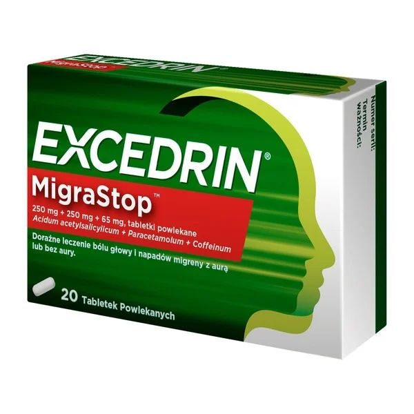 Excedrin Migra Stop 250 mg + 250 mg + 65 mg, 20 tabletek powlekanych