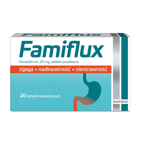 Famiflux 20 mg, na zgagę i niestrawność, 20 tabletek