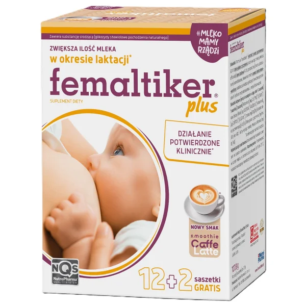 Femaltiker Plus, smak caffe latte, 12 saszetek + 2 gratis