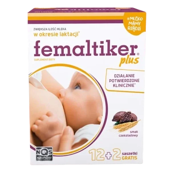 Femaltiker Plus, smak czekoladowy, 12 saszetek + 2 gratis