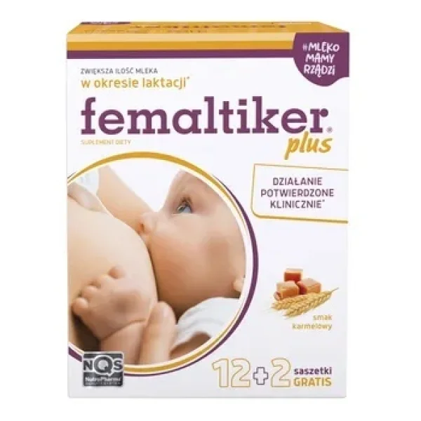 Femaltiker Plus, smak karmelowy, 12 saszetek + 2 gratis