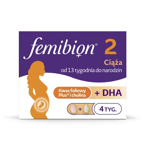 Femibion 2 Ciąża od 13 do 40 tygodnia, Kwas Foliowy Plus, 28 tabletek + 28 kapsułek