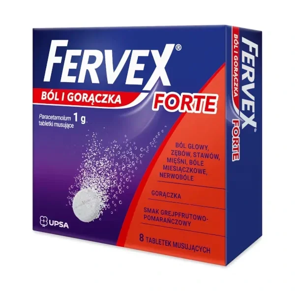 Fervex Ból i gorączka Forte 1g, 8 tabletek musujących