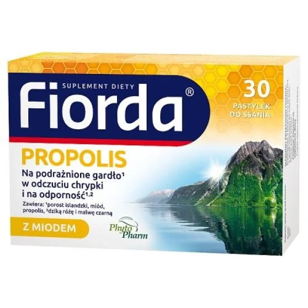 Fiorda Propolis, z midoem, 30 pastylek do ssania