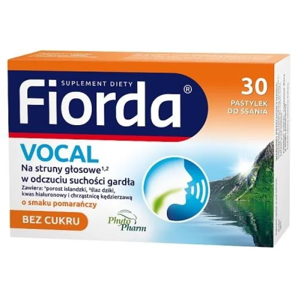 Fiorda Vocal, smak pomarańczowy, 30 pastylek do ssania