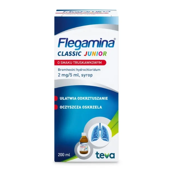 Flegamina Junior 2 mg/ 5 ml, smak truskawkowy, syrop, 200 ml