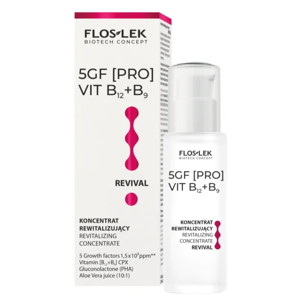 Floslek Biotech Concept 5GF [PRO] VIT B12+B9, koncentrat rewitalizujący do twarzy REVIVAL, 30 ml 