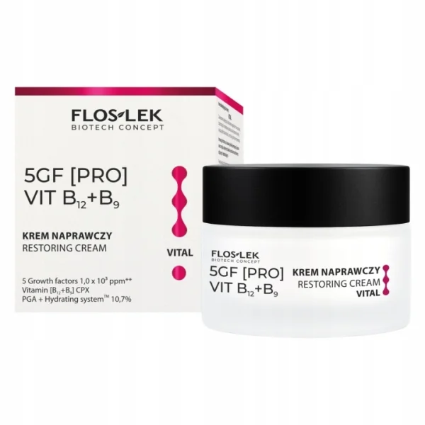 Floslek Biotech Concept 5GF [PRO] VIT B12+B9, krem naprawczy do twarzy VITAL, 50 ml