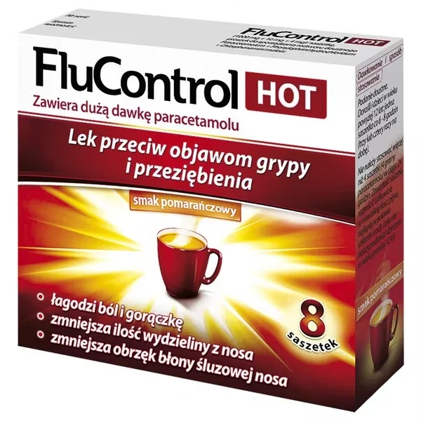 Flucontrol Hot (1000 mg + 10 mg + 4 mg)/ 5,5 g, 8 saszetek