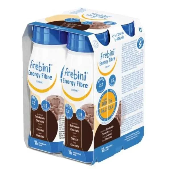 Frebini Energy Fibre Drink, preparat odżywczy dla dzieci 1-12 lat, smak czekoladowy, 4 x 200 ml