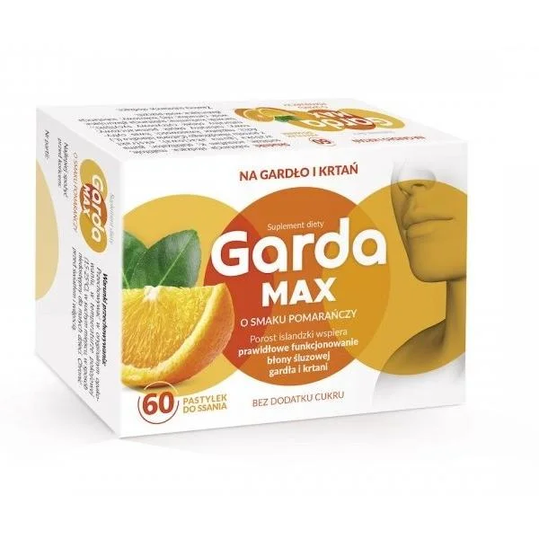 Garda Max, smak pomarańczowy, 60 pastylek do ssania