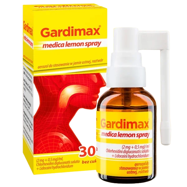 Gardimax Medica Lemon Spray (2 mg + 0,5 mg)/ml, aerozol na ból gardła, roztwór, 30ml