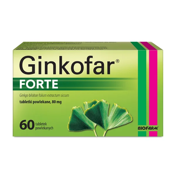 Ginkofar Forte 80 mg, wspiera pamięć, 60 tabletek powlekanych