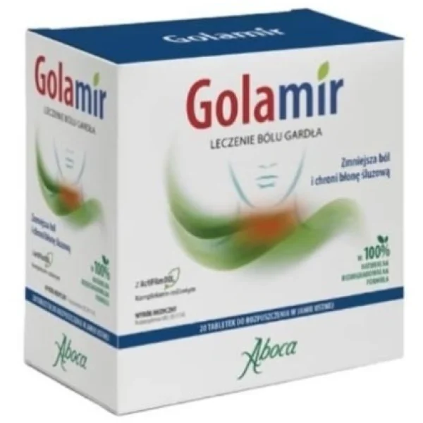 Golamir, leczenie bólu gardła, 20 tabletek do ssania