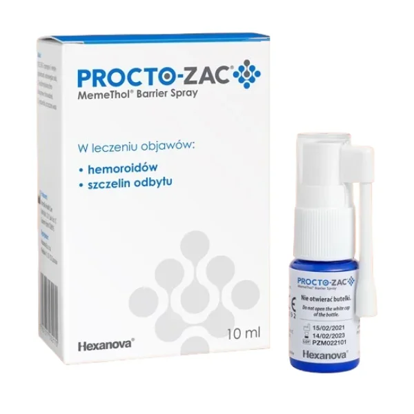 Procto-Zac MemeThol Barrier, spray w leczeniu objawów hemoroidów i szczelin odbytu, 10 ml