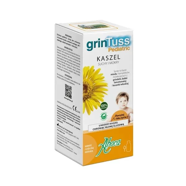 GrinTuss Pediatric, kaszel suchy i mokry, syrop dla dzieci powyżej 1 roku, 210 g