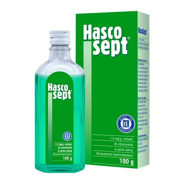 Hascosept 1,5 mg/g, roztwór do stosowania w jamie ustnej, 100 g