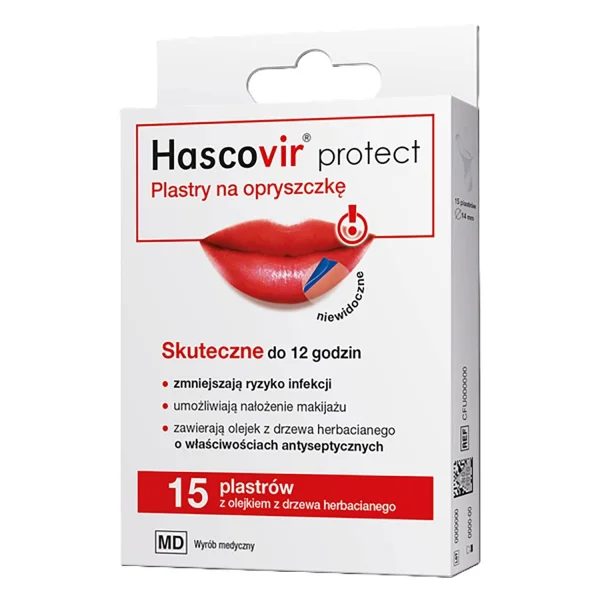 Hascovir Protect, plastry na opryszczkę, 15 sztuk