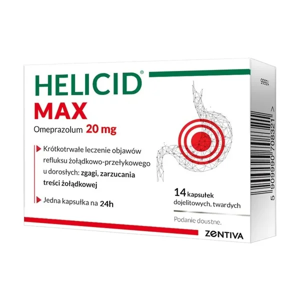 Helicid MAX (Piastprazol), 20 mg, 14 kapsułek dojelitowych twardych