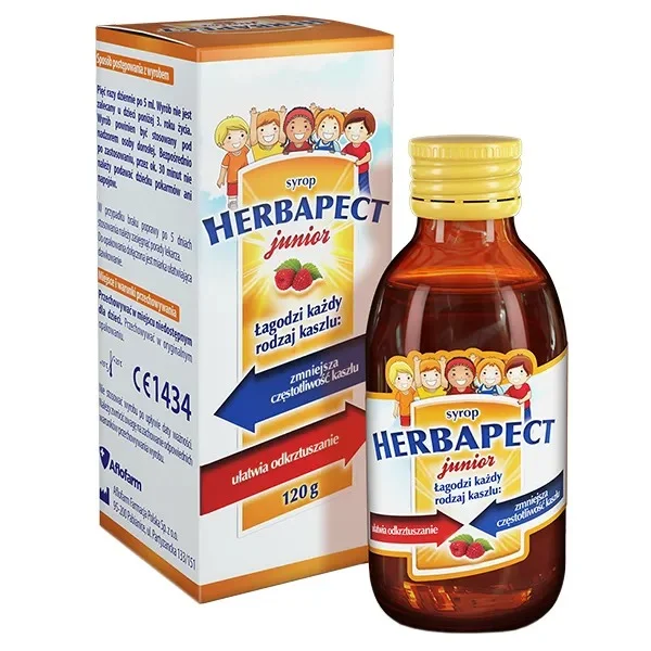 Herbapect Junior, syrop dla dzieci, smak malinowy, 120 g