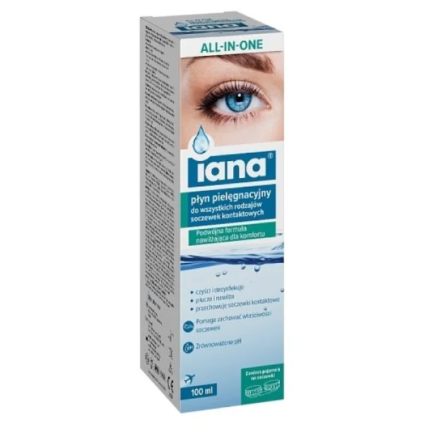 Iana All In One Płyn pielęgnacyjny do soczewek kontaktowych, 100 ml
