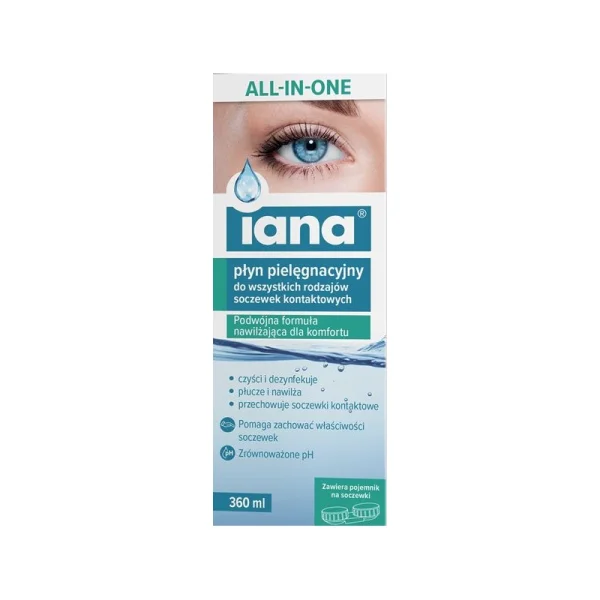 Iana All In One Płyn pielęgnacyjny do soczewek kontaktowych, 360 ml