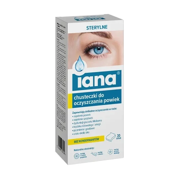 Iana, chusteczki do oczyszczania powiek, 30 sztuk