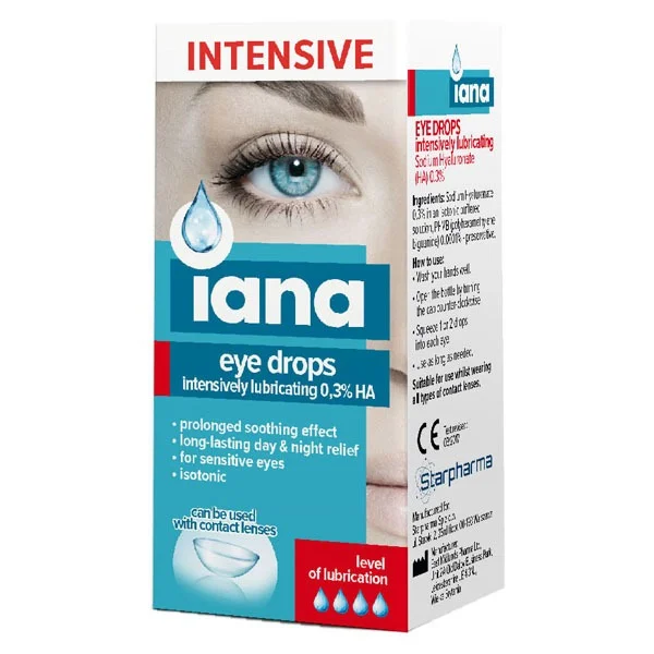 Iana Intensive, nawilżające krople do oczu 0,3 % HA, 10 ml