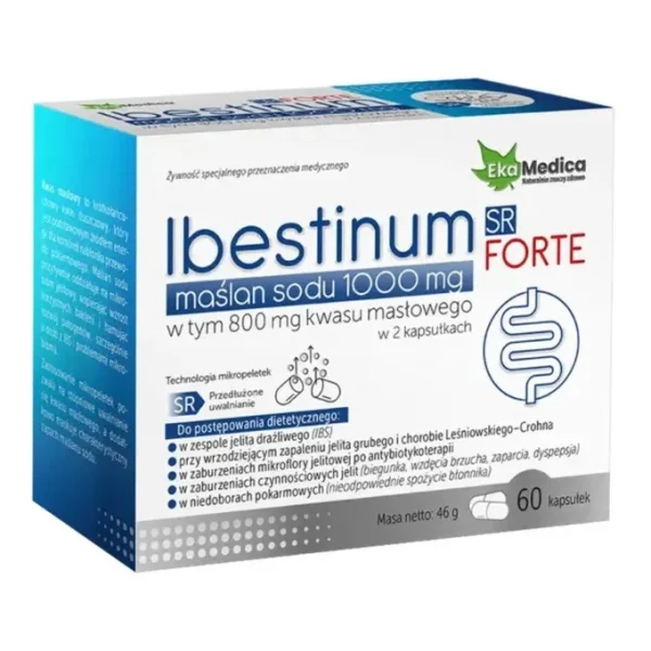 EkaMedica Ibestinum Forte SR Maślan Sodu 1000 mg, 60 kapsułek