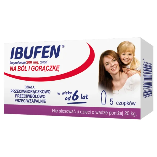 Ibufen Baby 200 mg, czopki od 6 lat, 5 sztuk